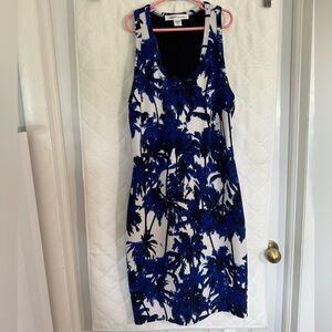 Karen Kane Blue and Black Palm Print Dress